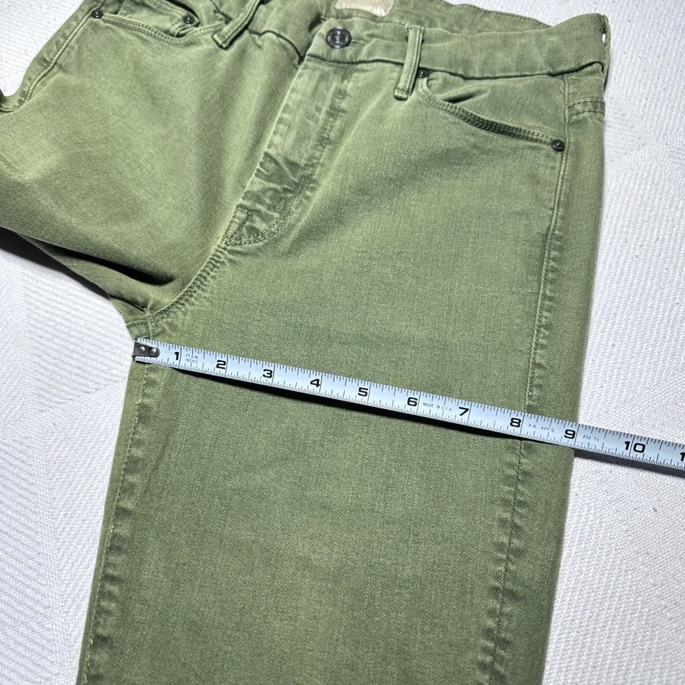 Mother High Waisted Looker Ankle Fray Jeans Womens 28 Stretch Military Green